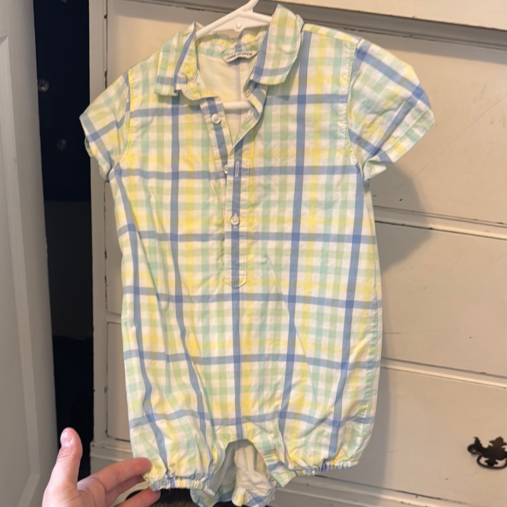 Plaid Baby Romper in Pastel Colors